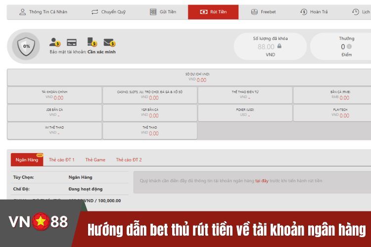 Hướng dẫn bet thủ rút tiền về tài khoản ngân hàng